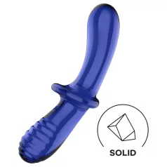   Satisfyer Double Crystal - διπλή γυάλινη dildo - μπλε χρώμα
