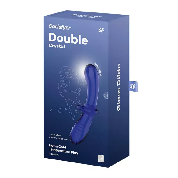 Satisfyer Double Crystal - διπλή γυάλινη dildo - μπλε χρώμα