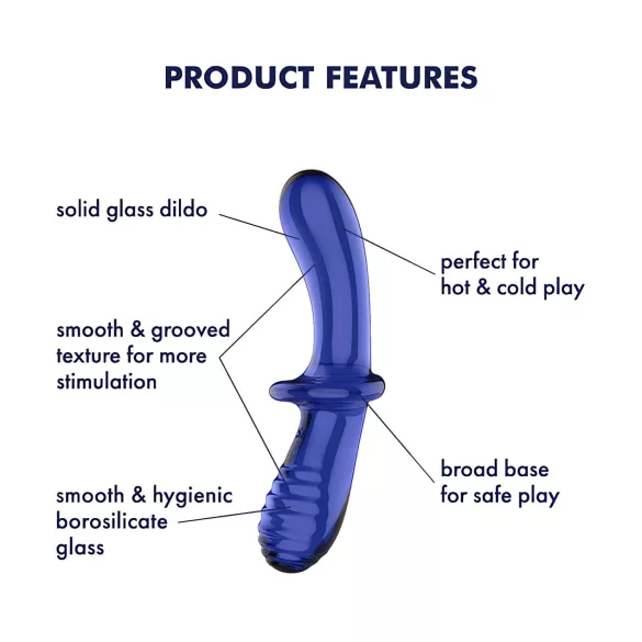 Satisfyer Double Crystal - διπλή γυάλινη dildo - μπλε χρώμα