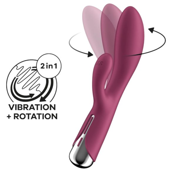 Satisfyer Spinning Rabbit 1 - περιστρεφόμενος δονητής με κλειτοριδική λαβή (κόκκινο)