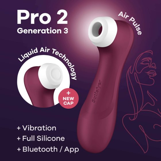Satisfyer Pro 2 Gen3 Smart - inteligentní nabíjecí stimulátor na klitoris se vzduchovou vlnou (bordó)