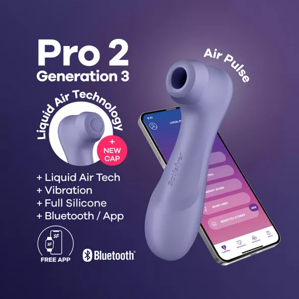Satisfyer Pro 2 Gen3 - Δονητής κλειτορίδας με κύματα αέρα με έλεγχο μέσω εφαρμογής (μωβ)