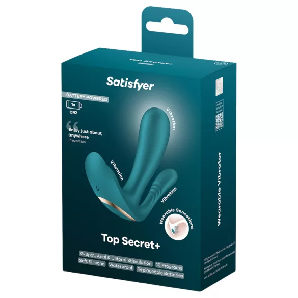 Satisfyer Top Secret+ - 3 άκρων, φορητός δονητής (πράσινο)