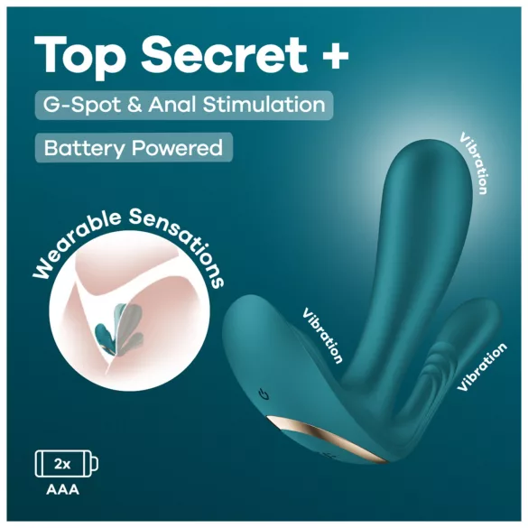 Satisfyer Top Secret+ - 3 άκρων, φορητός δονητής (πράσινο)