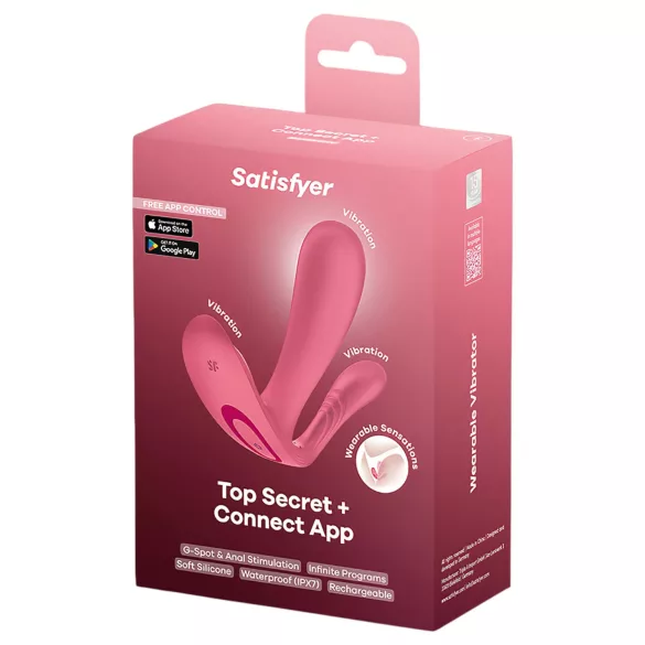 Satisfyer Top Secret+ - φορετός δονητής σημείου G και πρωκτού (ροζ)