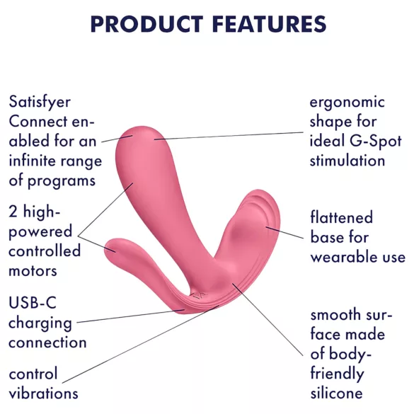 Satisfyer Top Secret+ - φορετός δονητής σημείου G και πρωκτού (ροζ)
