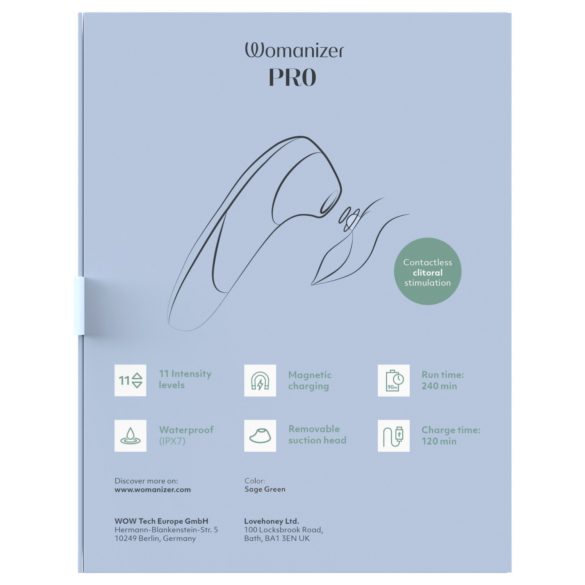 Womanizer Pro - διεγερτής κλειτορίδας με κύματα αέρα - πράσινο