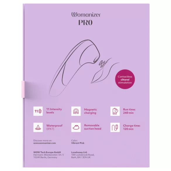 Womanizer Pro - δονητής κλειτορίδας με κύματα αέρα - ροζ