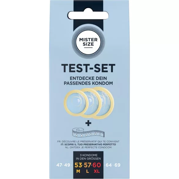 Mister Size Test-Set - σετ δοκιμής προφυλακτικών με μεζούρα (3 τεμάχια)