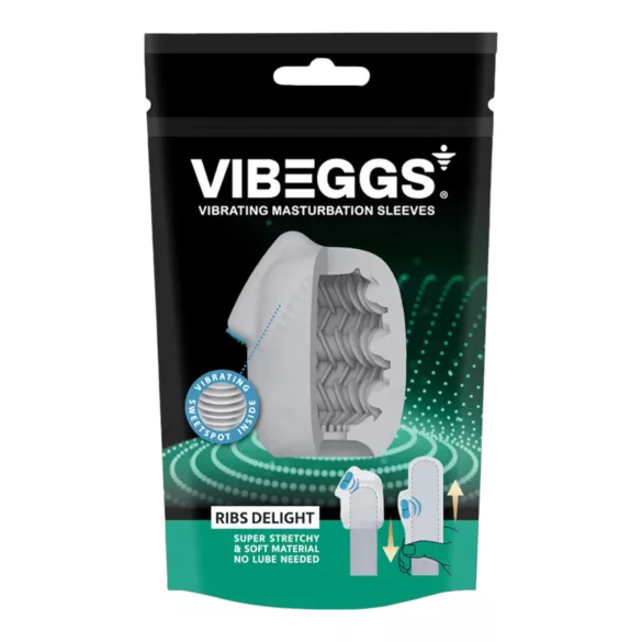 VIBEGGS Ribs Delight - αυγό δόνησης για άνδρα - ριγέ - λευκό