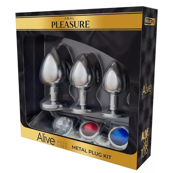 Alive - σετ μεταλλικά πρωκτικά βύσματα - ασημί - anal plug set