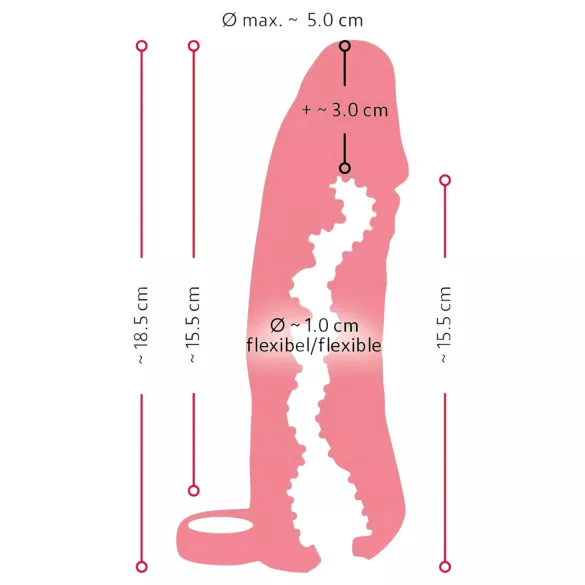 Nature Skin - προέκταση πέους & τεχνητός κόλπος - 18cm φυσικό χρώμα