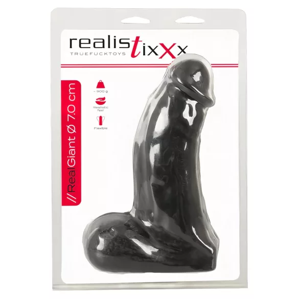 Realistixxx Real Giant - ρεαλιστικό δονητής με όρχεις - 22cm μαύρο