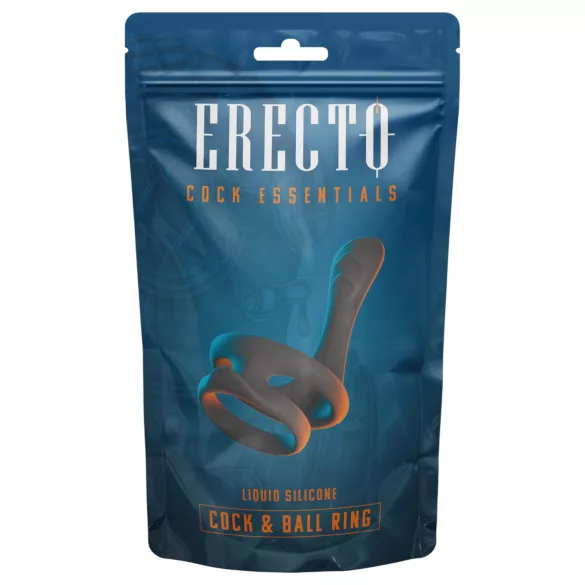 Erecto - δαχτυλίδι πέους και όρχεων - σιλικόνη - μαύρο
