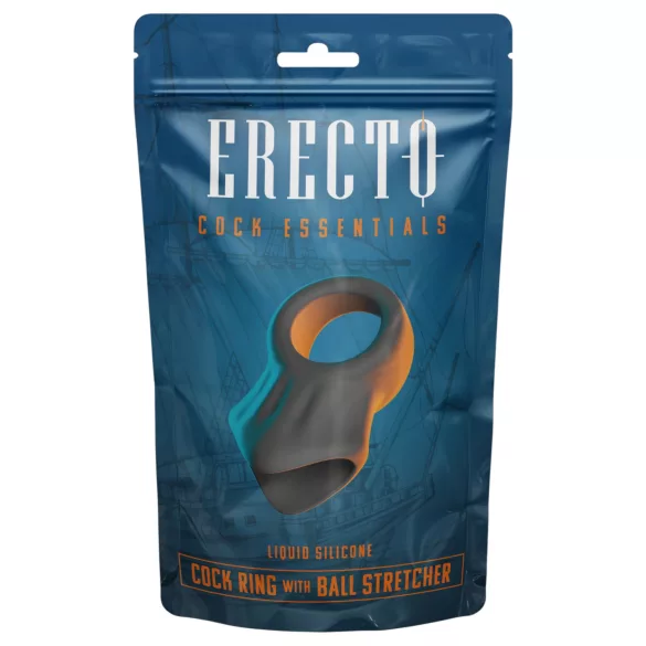 Erecto - δαχτυλίδι πέους με διαχωριστή όρχεων - μαύρο