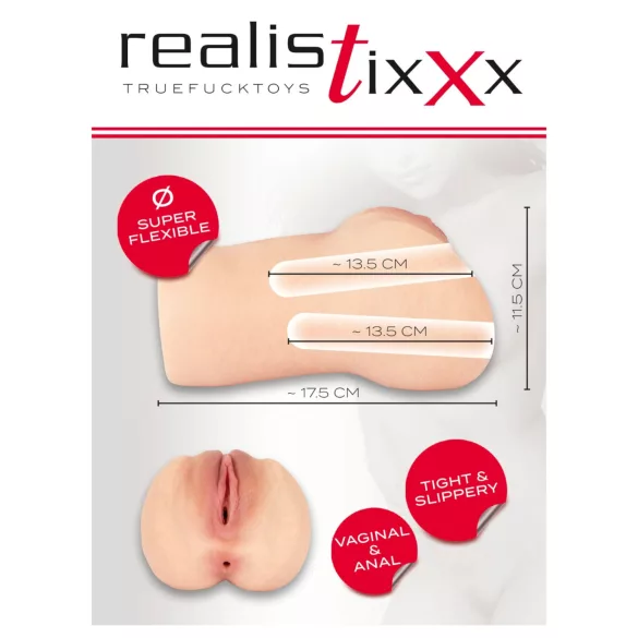 Realistixxx Real Stroker - ρεαλιστικό κολπικό και πρωκτικό ανδρικό αυνανιστήρι (στο χρώμα του δέρματος)