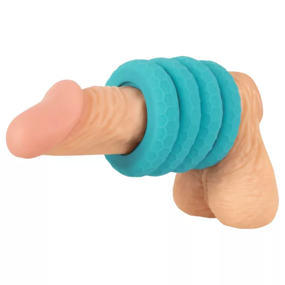 You2Toys - Σετ δακτυλιδιών πέους και όρχεων 3 σε 1 (τιρκουάζ)