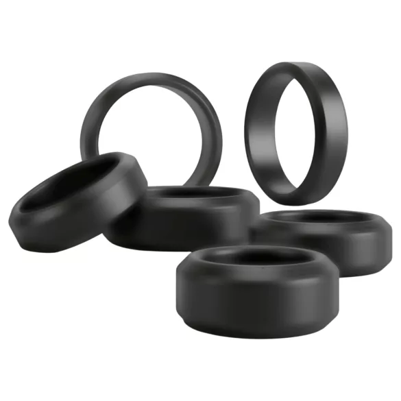 You2Toys - σετ δαχτυλιδιών πέους και όρχεων (μαύρο) - 6 τεμάχια