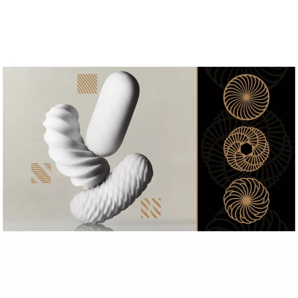 TENGA 3Dx Zen - τρισδιάστατος αυνανιστήρας με ανάγλυφο μοτίβο (λευκός)