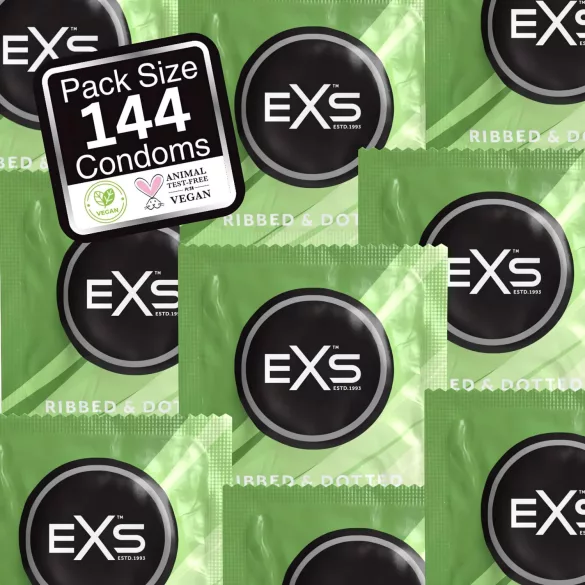 EXS Ριγέ, με κουκκίδες και διευρυμένη κορυφή - προφυλακτικό με κουκκίδες (144 τεμ.)
