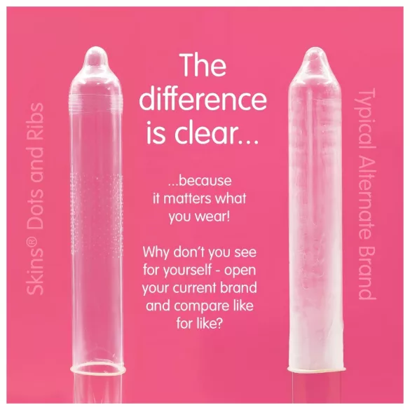 Skins - προφυλακτικά με ραβδώσεις και κουκίδες - 4 τεμάχια