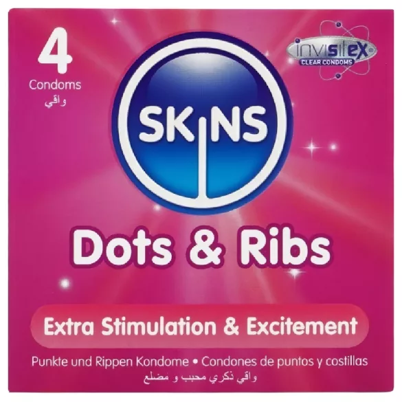 Skins - προφυλακτικά με ραβδώσεις και κουκίδες - 4 τεμάχια