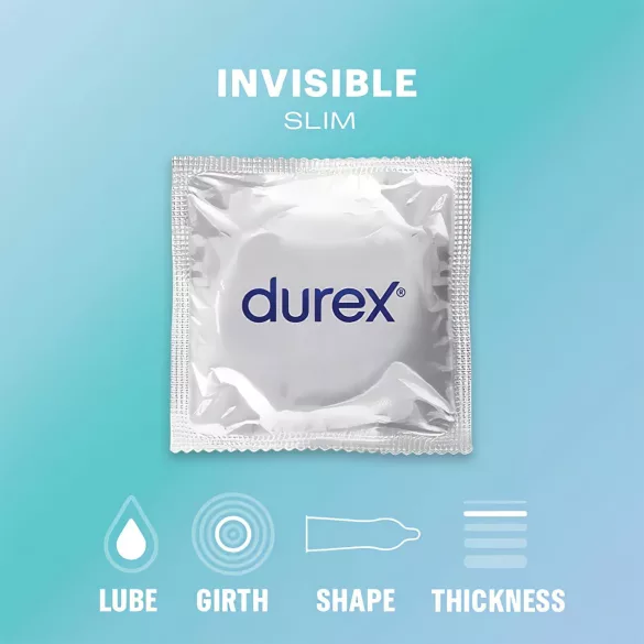 Durex - προφυλακτικά ultra λεπτά Invisible Slim - 10 τεμάχια
