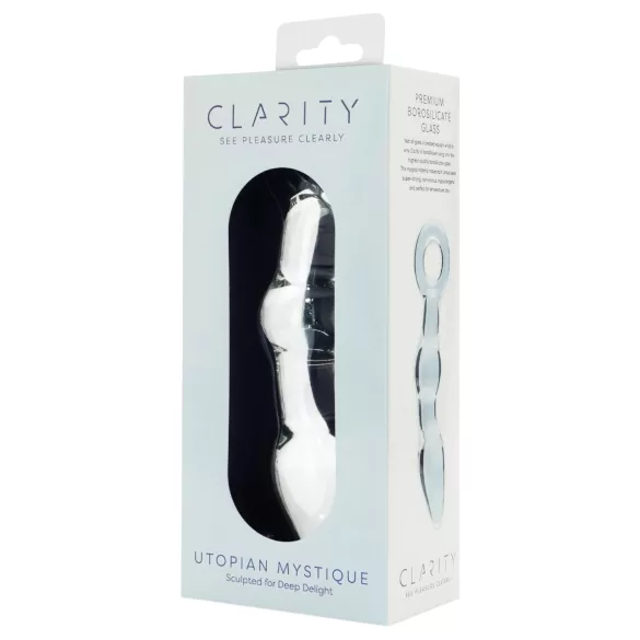 Clarity Utopian Mystique - ραβδωτό γυάλινο πρωκτικό δονητή (διάφανο)