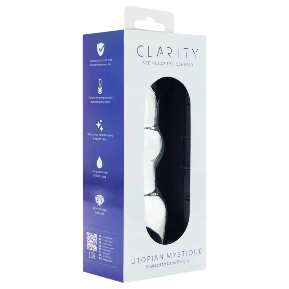 Clarity Utopian Mystique - ραβδωτό γυάλινο πρωκτικό δονητή (διάφανο)