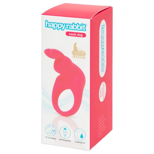 Happyrabbit Cock - επαναφορτιζόμενο δαχτυλίδι δόνησης πέους (ροζ)