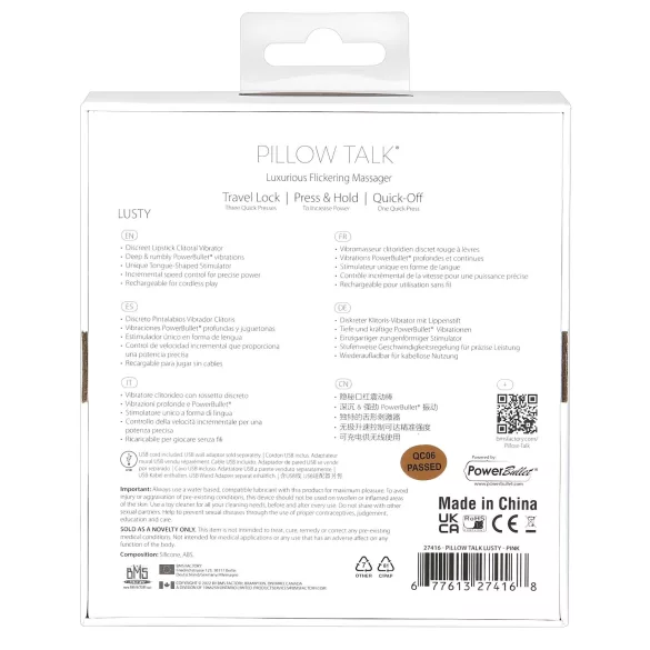 Pillow Talk Lusty - δονητής γλώσσας επαναφορτιζόμενος - ροζ