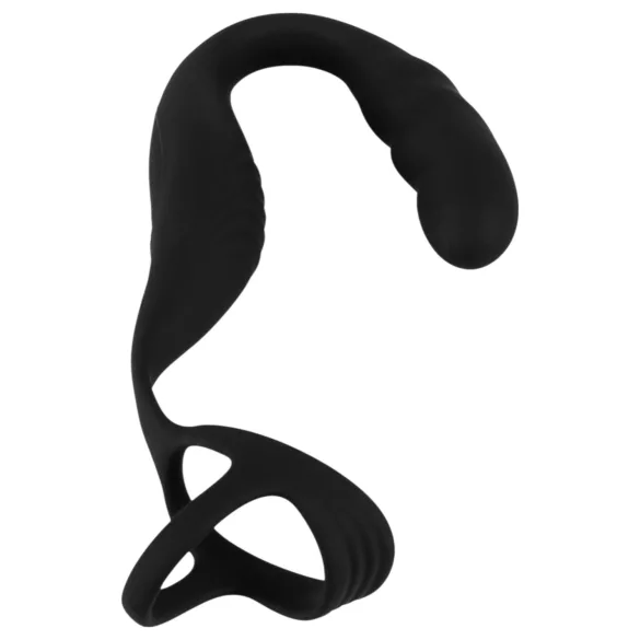 Rebel - δονητής προστάτη με δαχτυλίδι πέους και όρχεων - μαύρος