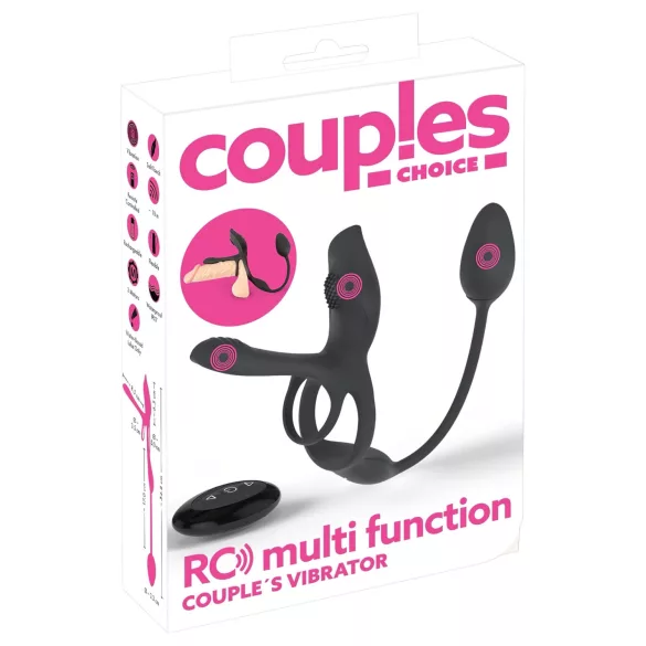 Couples Choice - δαχτυλίδι πέους με δόνηση πολλαπλών λειτουργιών - μαύρο