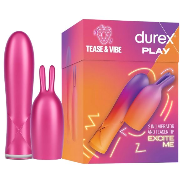 Durex Tease & Vibe - ροζ δονητής με λαγουδάκι για κλειτορίδα