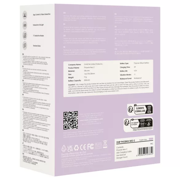 Svakom Phoenix Neo 2 - έξυπνο δονούμενο αυγό - μωβ - γυναίκα