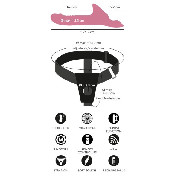 You2Toys - σετ δονητής strap-on - κόκκινο