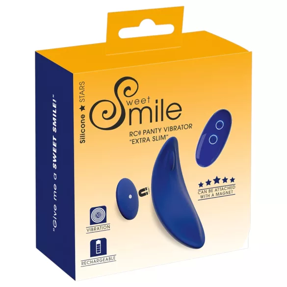 Smile - φορετός έξτρα λεπτός δονητής κιλοτάκι με τηλεχειριστήριο (μπλε)