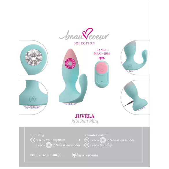 Beau Coeur Juvela - δονούμενο πρωκτικό βύσμα - τουρκουάζ