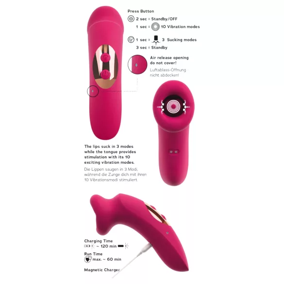 You2Toys Oral Fun - απορροφητικός και γλωσσικός διεγέρτης κλειτορίδας (ροζ)