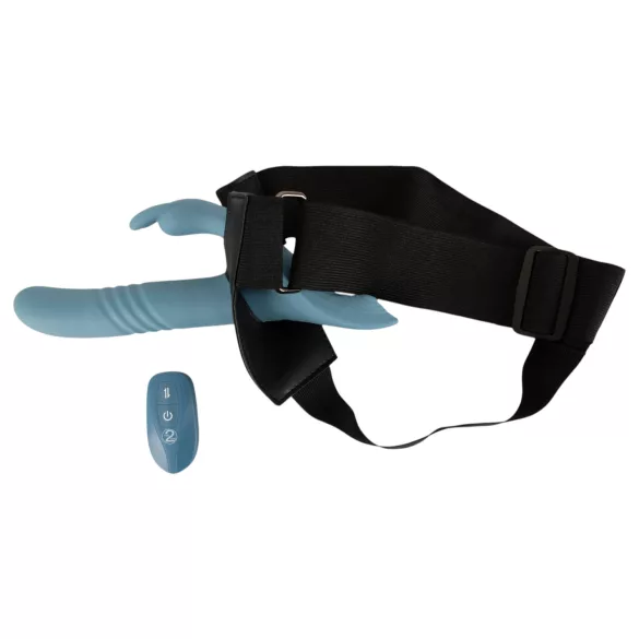 You2Toys - 3 τεμαχίων strap-on δονητής κουνελάκι με τηλεχειριστήριο (μπλε)