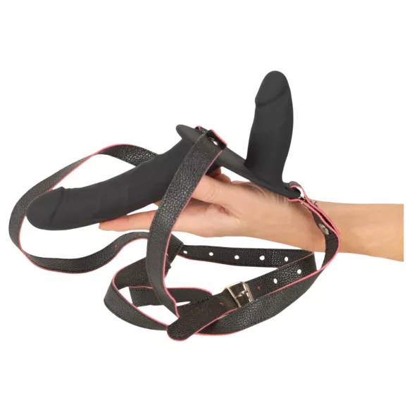 You2Toys - τηλεχειριζόμενος διπλός δονητής με ζώνη (μαύρος)