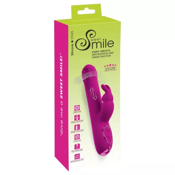 Sweet Smile - δονητής με ωθούμενο, περιστρεφόμενο βραχίονα κλειτορίδας (ροζ)