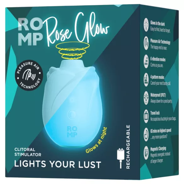ROMP Rose Glow - διεγέρτης κλειτορίδας με κύματα αέρα (μπλε)