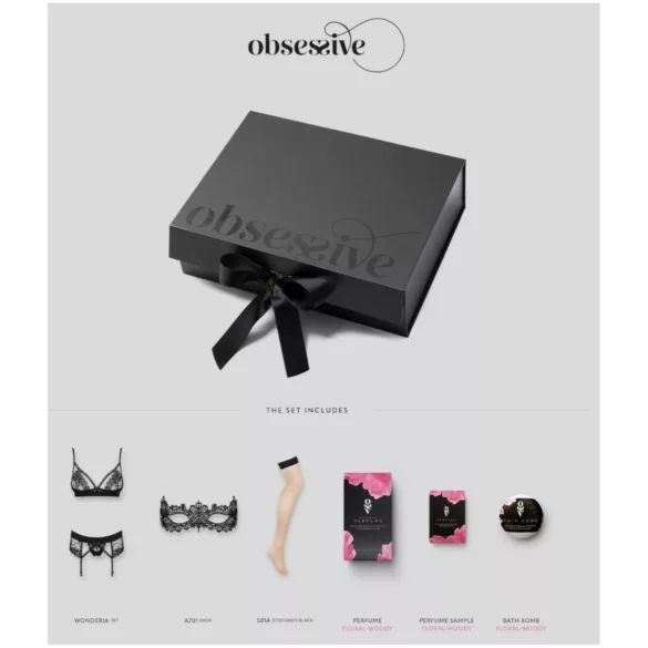 Obsessive Wonderia - Σετ Εσώρουχα Δώρου - 6 τεμαχίων (μαύρο) - L/XL