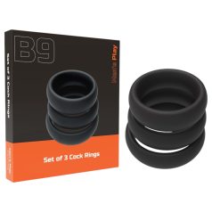   Men's Play - σετ δακτυλίων πέους (3 τεμ) - μαύρο