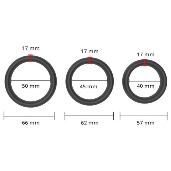 Men's Play - σετ παχύ δαχτυλίδι πέους - μαύρο (3 τεμάχια)