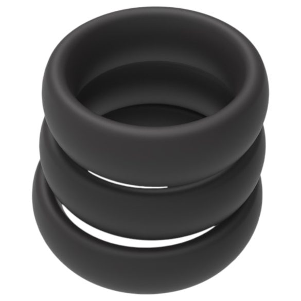 Men's Play - σετ παχύ δαχτυλίδι πέους - μαύρο (3 τεμάχια)