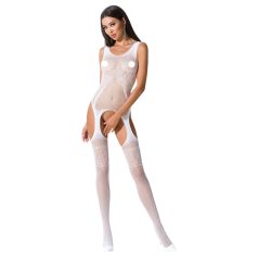   Passion BS061 - λευκό διχτυωτό σετ με λουλούδια - S-L