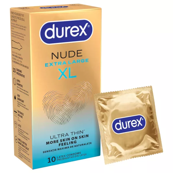 Durex Nude XL - προφυλακτικά έξτρα μεγέθους (10 τεμάχια)