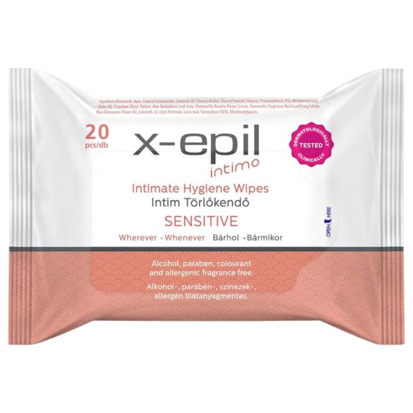 X-Epil Intimo Sensitive - μαντηλάκια ευαίσθητης περιοχής (20 τεμ)